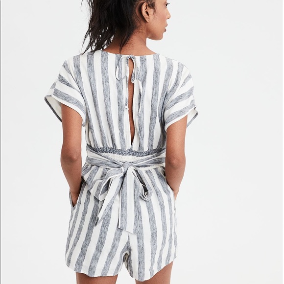 American Eagle Outfitters Pants - American Eagle | NWT Blue Stripe Kimono Romper XL